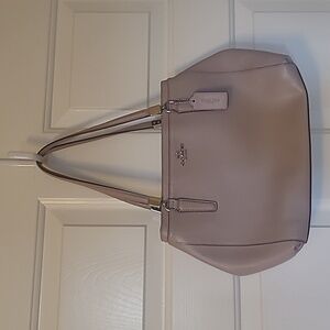 Coach Beige Leather Shoulder Bag with silver